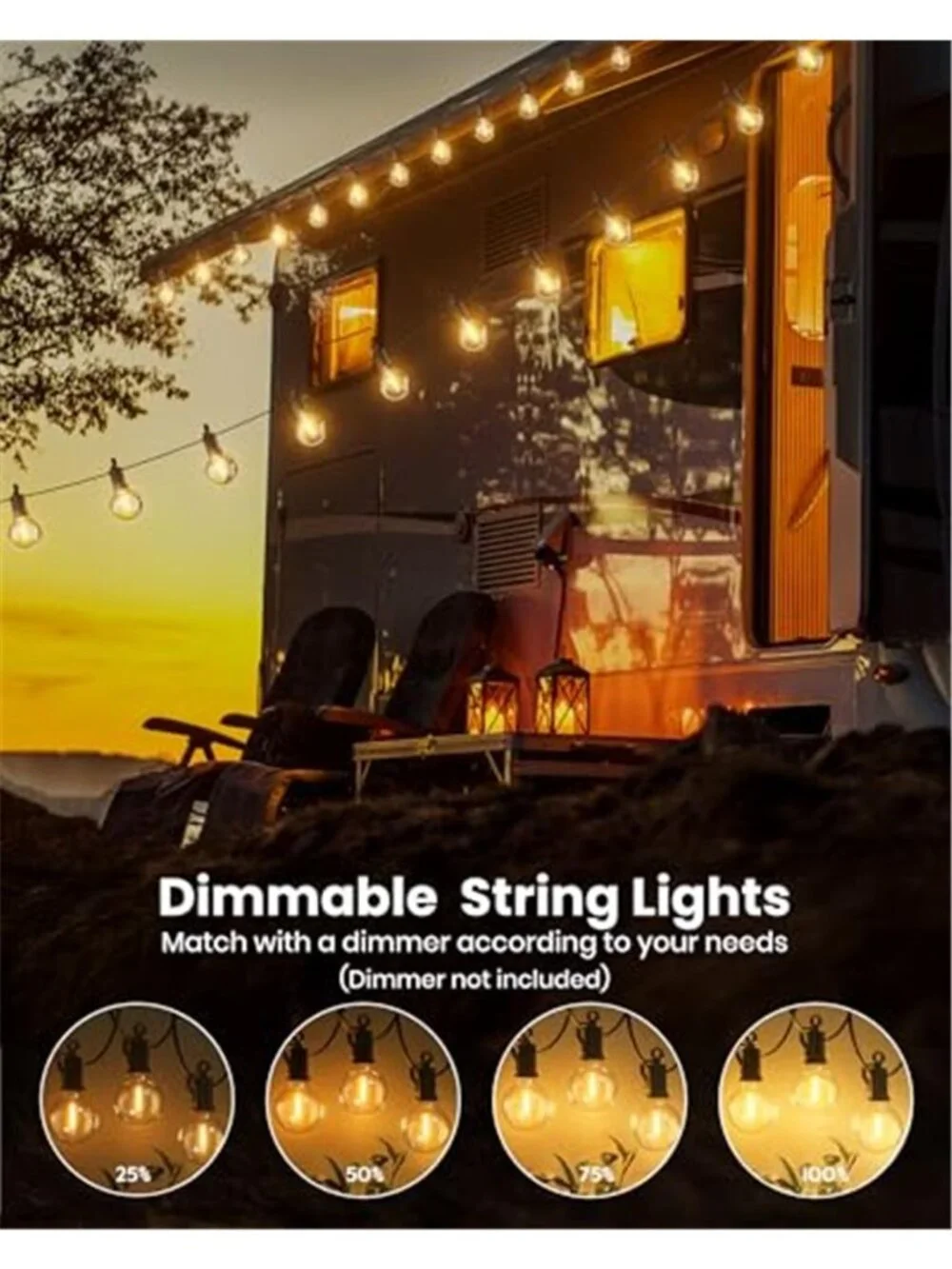 Outdoor String Lights 29Feet G40 LED Patio Lights,Plug-in,13Plastic Edison Bulbs